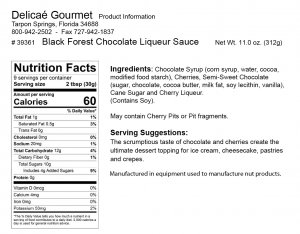 Black Forest Chocolate Liqueur Sauce "Gluten-Free"