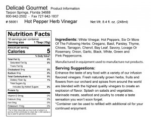 Hot Pepper Herb Vinegar "Gluten-Free"