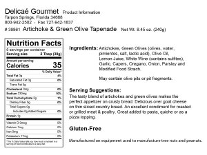 Artichoke and Green Olive Tapenade "Gluten-Free"