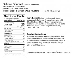 Black & Green Olive Mustard "Gluten-Free"