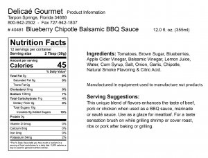 Blueberry Chipotle Barbecue Sauce "Gluten-Free"