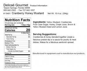 Cranberry Honey Mustard "Gluten-Free"