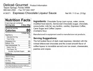 Espresso Chocolate Liqueur Sauce "Gluten-Free"