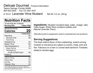 Lavender Wine Mustard "Gluten-Free"