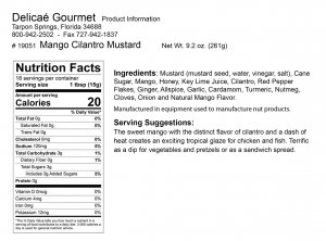 Mango Cilantro Mustard "Gluten-Free"