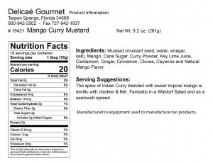 Mango Curry Mustard "Gluten-Free"