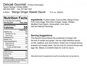 Mango Ginger Wasabi Sauce "Gluten-Free"