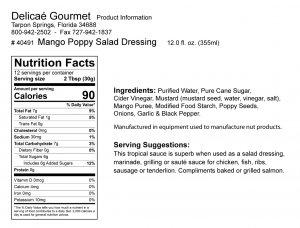 Mango Poppy Salad Dressing "Gluten-Free"