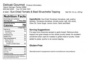 Sun-Dried Tomato and Basil Bruschetta Topping "Gluten-Free"