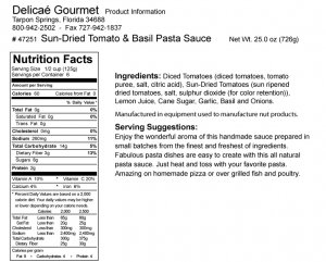 Sun-Dried Tomato & Basil Pasta Sauce "Gluten-Free"
