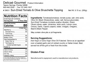 Sun-Dried Tomato and Olive Bruschetta Topping "Gluten-Free"
