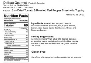 Sun-Dried Tomato and Roasted Red Pepper Bruschetta Topping "Gluten-Free"