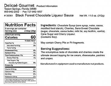 Black Forest Chocolate Liqueur Sauce