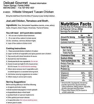 Hillside Vineyard Tuscan Chicken Slow Cooker Dinner