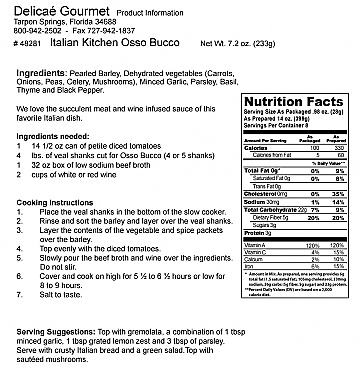 Italian Kitchen Osso Bucco Slow Cooker Dinner