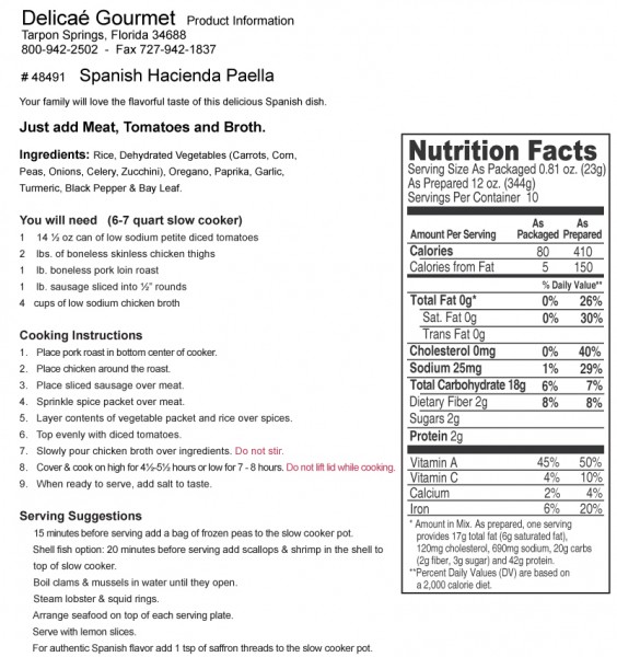 Spanish Hacienda Paella Slow Cooker "GlutenFree"